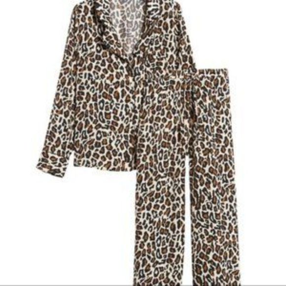 Banana Republic Leopard print pajamas XS coordinate set/sold as a set/ luxurious - Picture 2 of 15